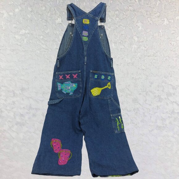 Calvin Klein Jeans Vintage Hand-Painted Denim Bib Overalls Size M - Picture 3 of 16